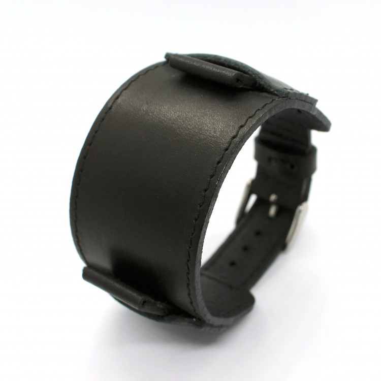 Черный кожаный ремешок для часов Model D с широкой платформой Артикул: WS844520BL
