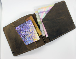 Чоловік шкіряний гаманець затиск для грошей Cowboy з магнітною застібкою в кольорі темно-оливковий