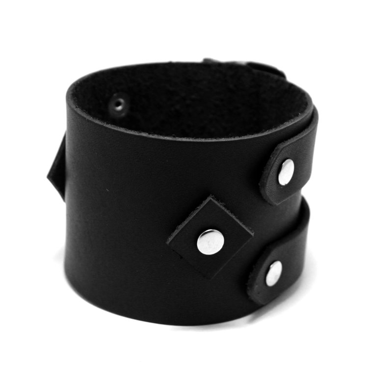 Кожаный чёрный браслет в стиле Депп с двумя застежками Артикул: LB6166BL