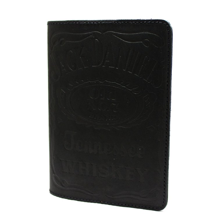 Кожаная обложка для паспорта с тиснением черная Артикул: JDBl-1