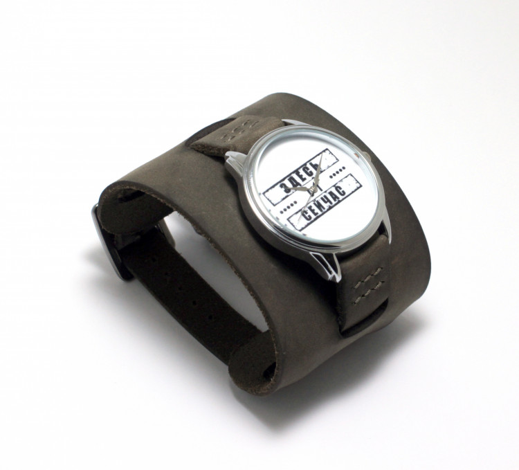 Широкий кожаный браслет для часов Y-type оливковый Артикул: WS6018OL
