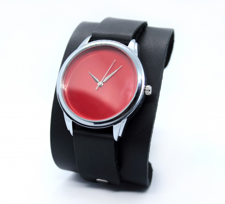 Наручные часы Red Minimalista на хендмейд ремешке в ретро стиле Артикул: WT-RD4616-BL