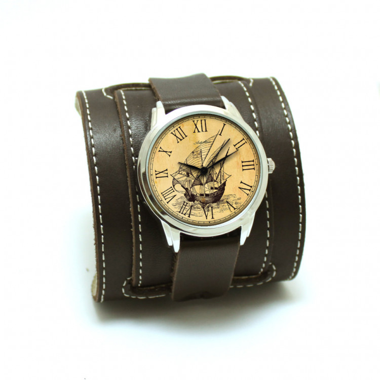 Прошитий широкий браслет для годинника Aviator Stitch Артикул: 5410BRST