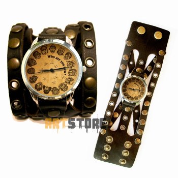 Браслет для часов Rivet Style в стиле рок Широкий кожаный браслет с заклёпками для наручных часов в стиле панк в четырех цветовых гаммах