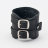 Широкий кожаный браслет для часов Duo Stitch черный вид сзади