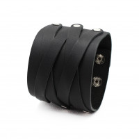 Широкий чорний браслет XX W395S Cuff з плетінням в стилі готика