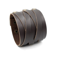 Широкий черный браслет W395S Cuff с плетением крестами в стиле готика