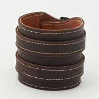 Широкий коричневый браслет Cuff Stitch с контрастной прошивкой