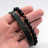 Узкий черный кожаный браслет Teo с бусинами шунгита
