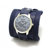 Кожаный браслет для часов Aviator Blue синего цвета