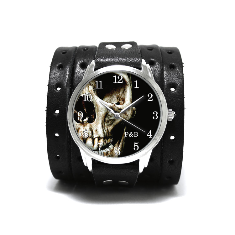 Наручний годинник Череп на широкому браслеті Артикул: SKU5601BL