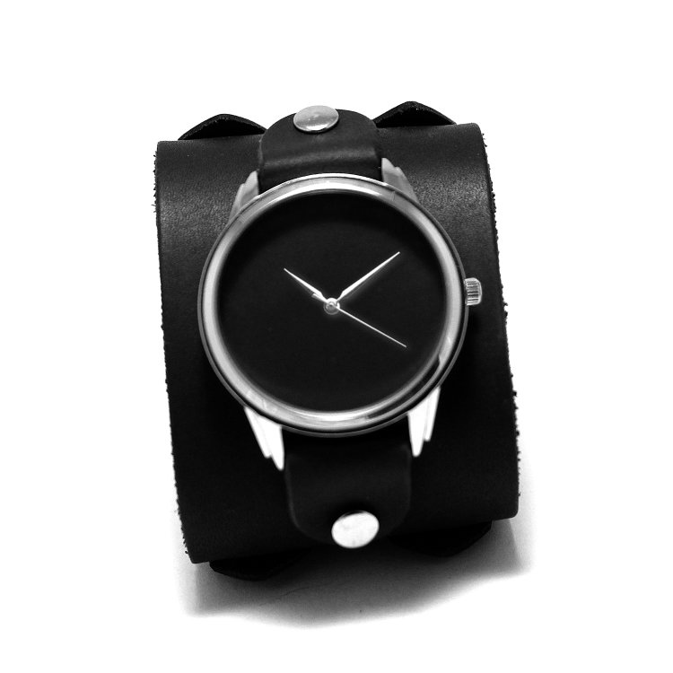 Чоловічий годинник Matte black Мінімаліст на широкому ремінці Артикул: MTB5163BL