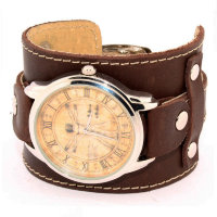 Кожаный браслет для часов Plato с прямоугольной подкладкой в стиле стимпанк