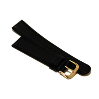 Ремешок LC Gold 18 мм с пряжкой под золото Плоский черный ремешок для наручных часов под крепление 18 мм с пряжкой цвета золото