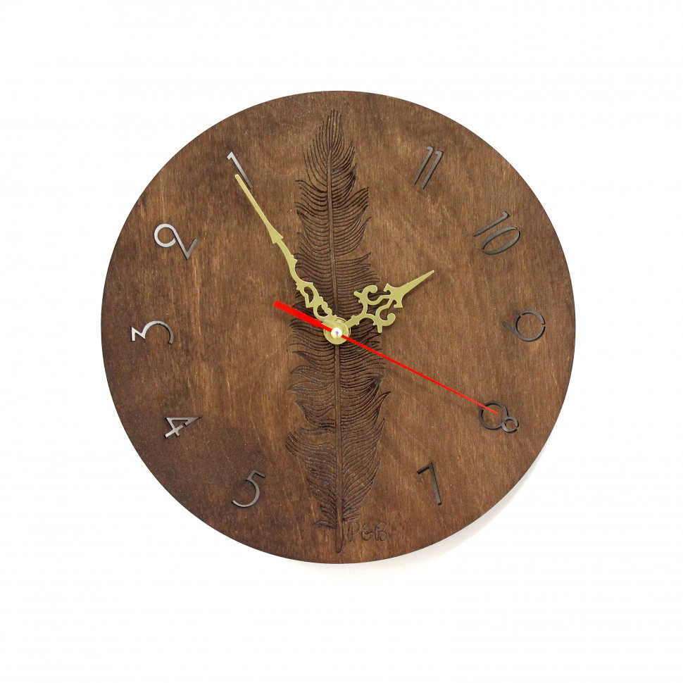 Дерев'яний настінний годинник Перо зі зворотним ходом