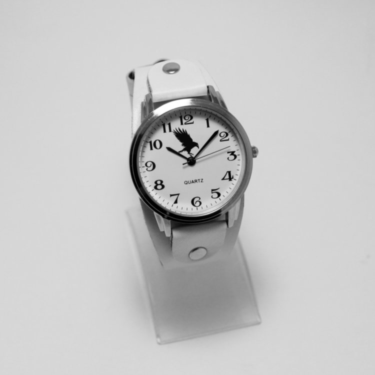 Белый сплошной кожаный ремень Shark White для наручных часов  Артикул: WB7900WH