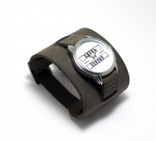 Широкий кожаный браслет для часов Y-type оливковый