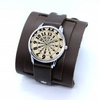 Наручные часы Ретро Спираль на двойном браслете из кожи