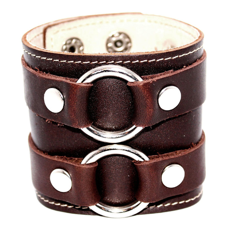 Кожаный браслет Circles с металлическими кольцами Артикул: 3178STBR
