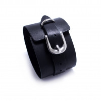 Черный кожаный браслет Loki с диспропорциональным дизайном