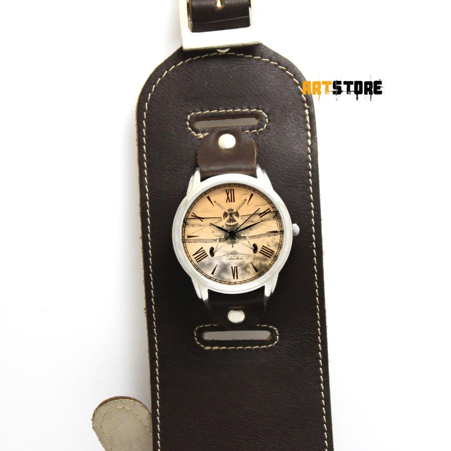 Чоловічий наручний годинник Avion з коричневим напульсником