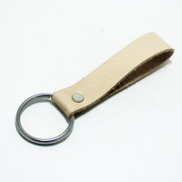 Бежевый брелок с кольцом 30 мм для ключей из натуральной кожи
