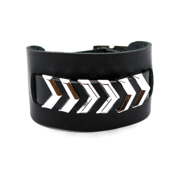 Широкий кожаный браслет Chevron Cuff 