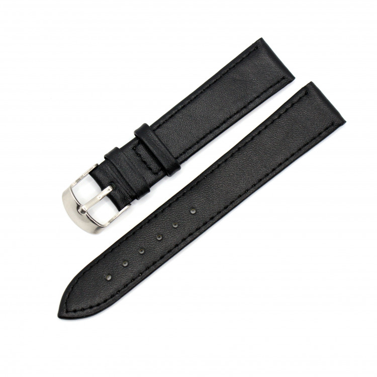 Плоский чорний ремінець для годинника LC18 мм